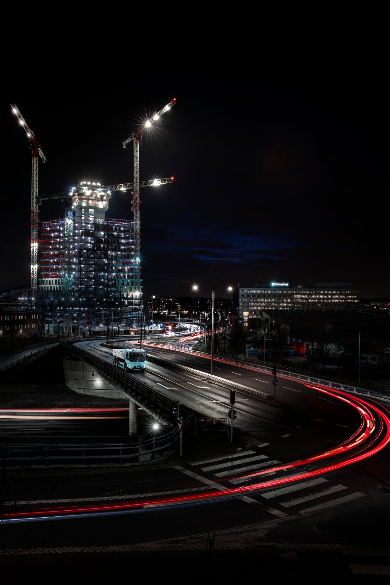 Volvo used truck driving on road